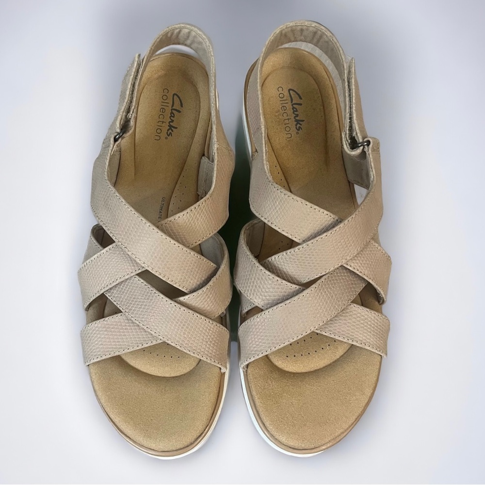 Clark’s Jillian Spring Sandals Slingback adjustable Size 12 M Tan Sand Sable